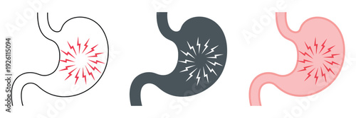 Stomach Pain Icon, Editable Vector Graphics Featuring Body, Abdominal Discomfort Symbol, Sick Person Illustration