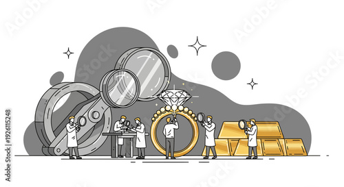 People Standing Near Coins and Jewellery.