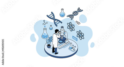 Scientist Working in Laboratory with Equipment.