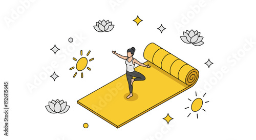 Woman Practicing Yoga on a Mat.