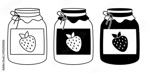 Strawberry Jam Jar Silhouette Collection in Black and White Kitchen Style