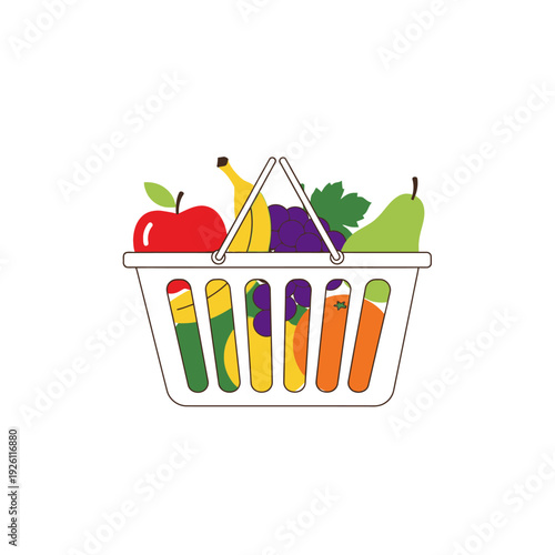 Healthy Grocery Basket: Fresh Fruits and Vegetables Assortment