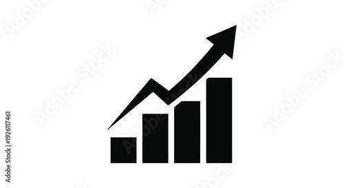 A minimalist depiction of a rising graph with three bars showcasing growth and progress silhouette high quality professional
