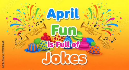 Vibrant april fools' day celebration background with colorful text and confetti