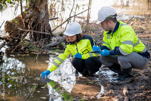Conservationists are working together to collect water samples from natural sources for further research.