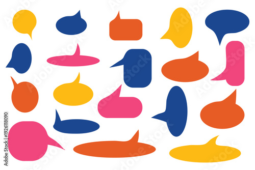 Vibrant speech bubbles in various colors and shapes