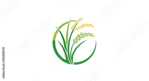 Green Wheat Plant Logo Design Element.