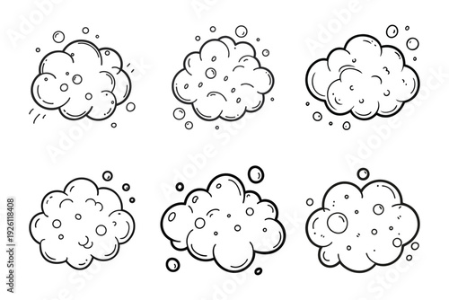 Wallpaper Mural Black and white illustration of six soap bubbles Torontodigital.ca