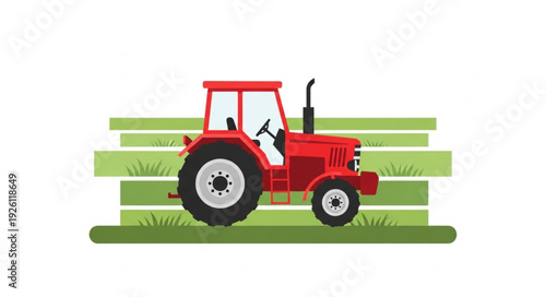 Red Tractor Vehicle Agriculture Farm Equipment.