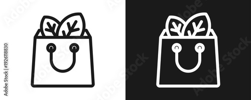 Eco-Friendly Products Icon Set Outline In White And Black Background