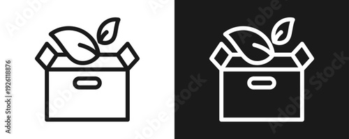 Biodegradable Packaging Icon Set Outline In White And Black Background