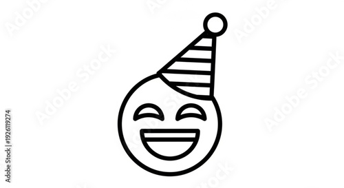 Smiling face with party hat celebrating joy and happiness festive icon