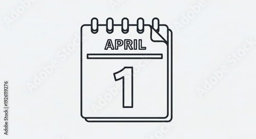 April 1st calendar page icon with torn corner on white background