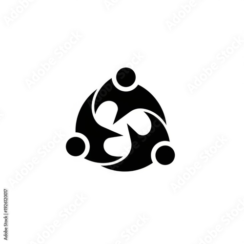 Black silhouette of three people forming a circle