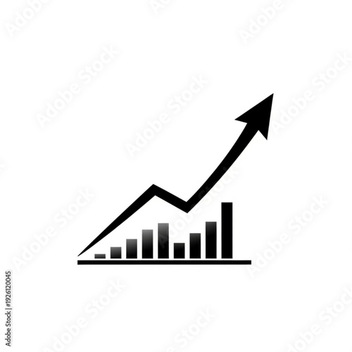 Black line graph icon with upward trend