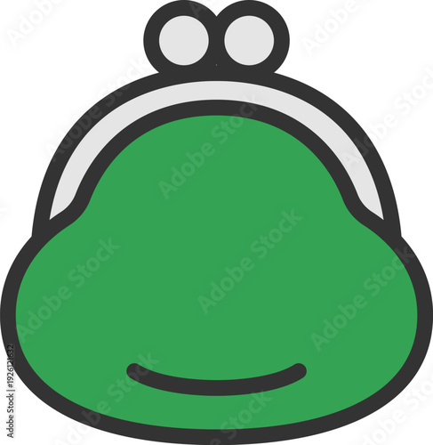 がま口財布のアイコン（線画カラー）のイラスト