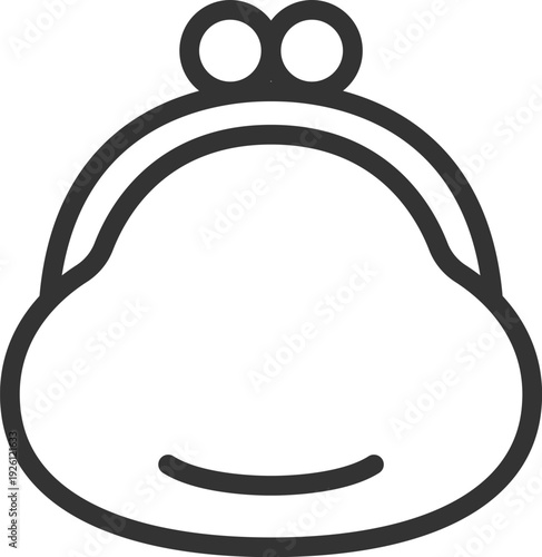 がま口財布のアイコン（線画）のイラスト