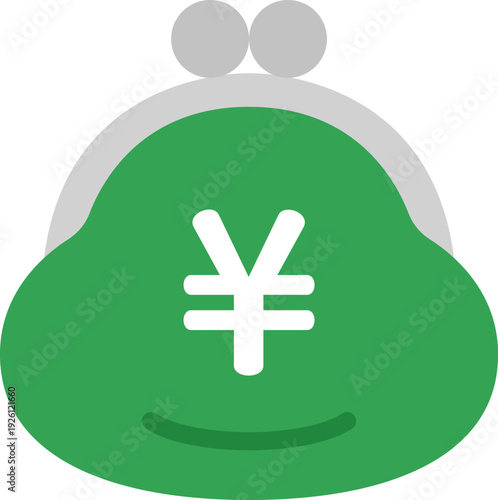 円マークのついた、がま口財布のアイコンのイラスト