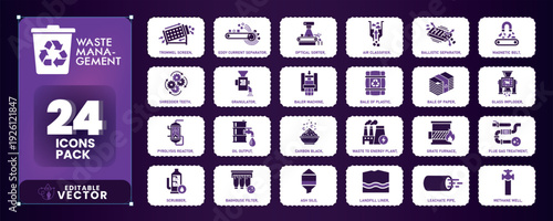 Waste Management Icons Set for Environmental Projects