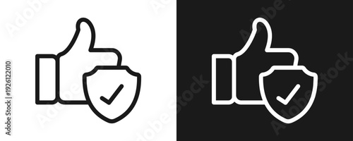 Reliability Icon Set Outline In White And Black Background