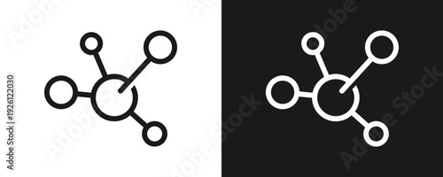 Connection Icon Set Outline In White And Black Background