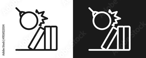 Impact Icon Set Outline In White And Black Background