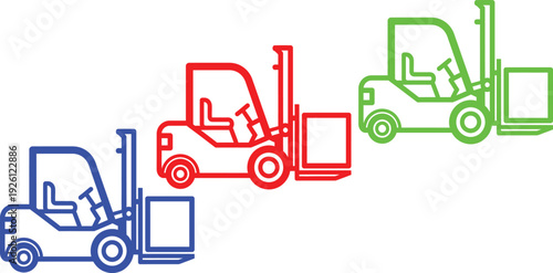 Forklifts in different colors illustration