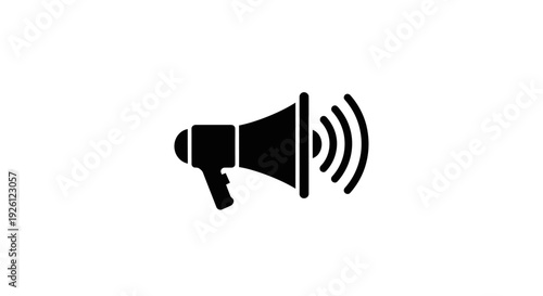 Simple black megaphone icon with sound waves.