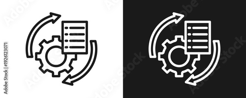 Workflow Automation Icon Set Outline In White And Black Background