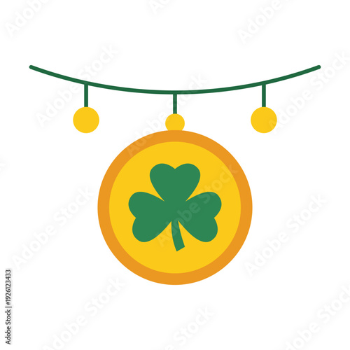 Lucky Charm Icon Gold Pendant with Shamrock for Irish Festival Celebration