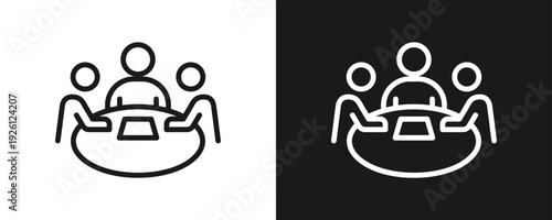 Board Of Directors Icon Set Outline In White And Black Background