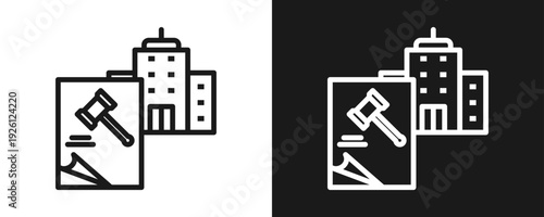 Corporate By Laws Icon Set Outline In White And Black Background
