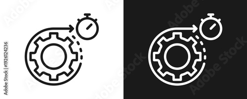 Operations Icon Set Outline In White And Black Background