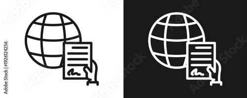 Outsourcing Icon Set Outline In White And Black Background