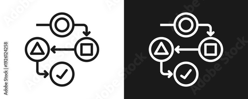 Methodology Icon Set Outline In White And Black Background
