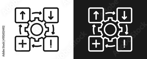 Swot Analysis Icon Set Outline In White And Black Background