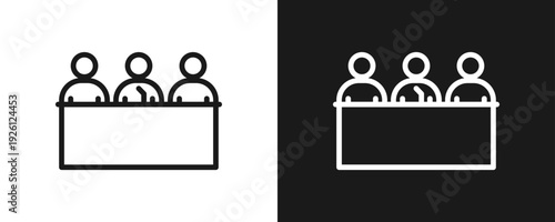 Expert Panel Icon Set Outline In White And Black Background