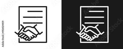 Memorandum Of Understanding Icon Set Outline In White And Black Background
