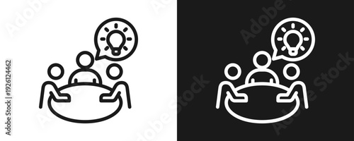 Advisory Board Icon Set Outline In White And Black Background
