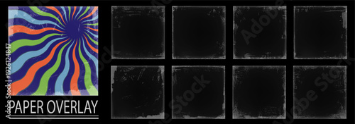 Black distressed paper assets with grime, drip and tear details. Perfect for punk poster layout, record cover design, comic scene composition and transparent layered effects.
