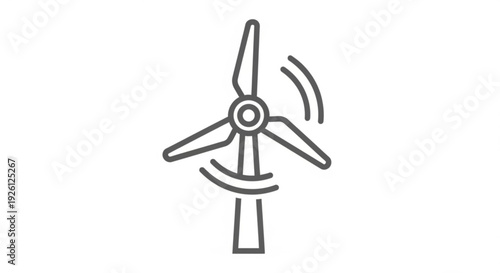 Wind turbine icon with rotating blades for renewable energy and sustainable power generation
