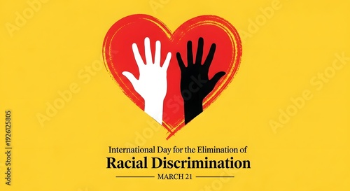 International day for the elimination of racial discrimination awareness symbol with heart