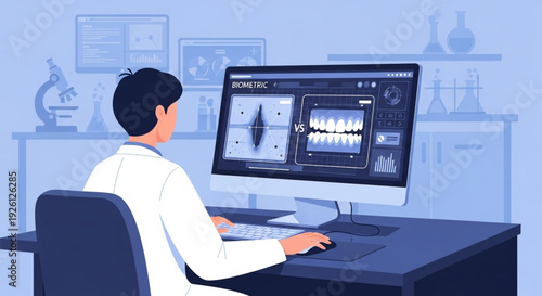 Flat deaign vector Digital Orthodontic Examination Using Advanced Dental Imaging Technology