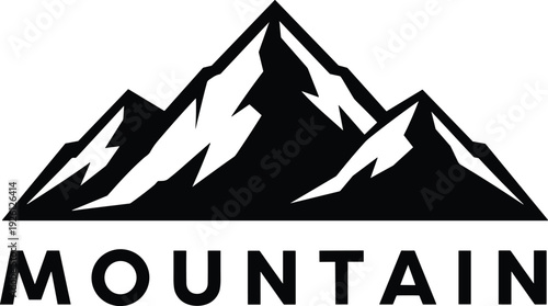 Mountain silhouette logo with bold typography vector illustration for outdoor adventure branding, hiking clubs, and nature travel design