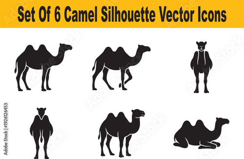 Set Of 6 Camel Silhouette Vector Icons