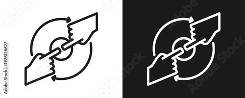 Interaction Icon Set Outline In White And Black Background