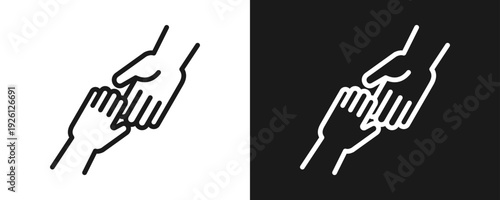 To Help Icon Set Outline In White And Black Background