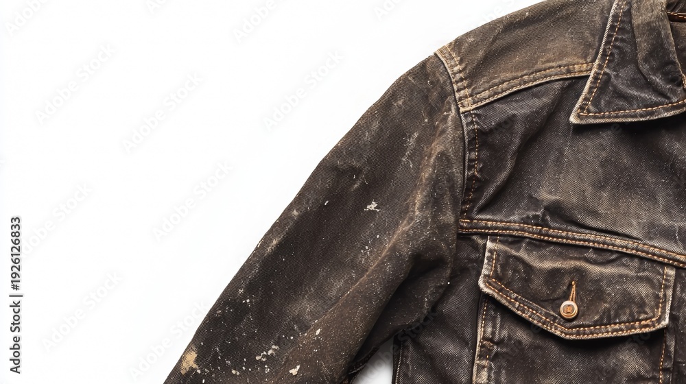 custom made wallpaper toronto digitalOld denim jacket laying on white surface with dust and marks visible