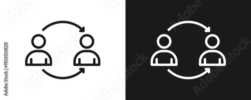 Connection Icon Set Outline In White And Black Background