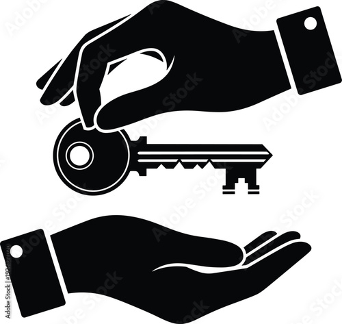 Handing Over the Key Symbol Representing Security and Transfer